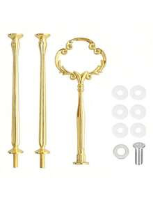 1 Set 3-Tier Gold Ruyi Stand Tray Ornament Display Rack With Handle, Suitable For DIY Wedding Party Decoration Epoxy Resin Mold Accessories - Gold - View 1