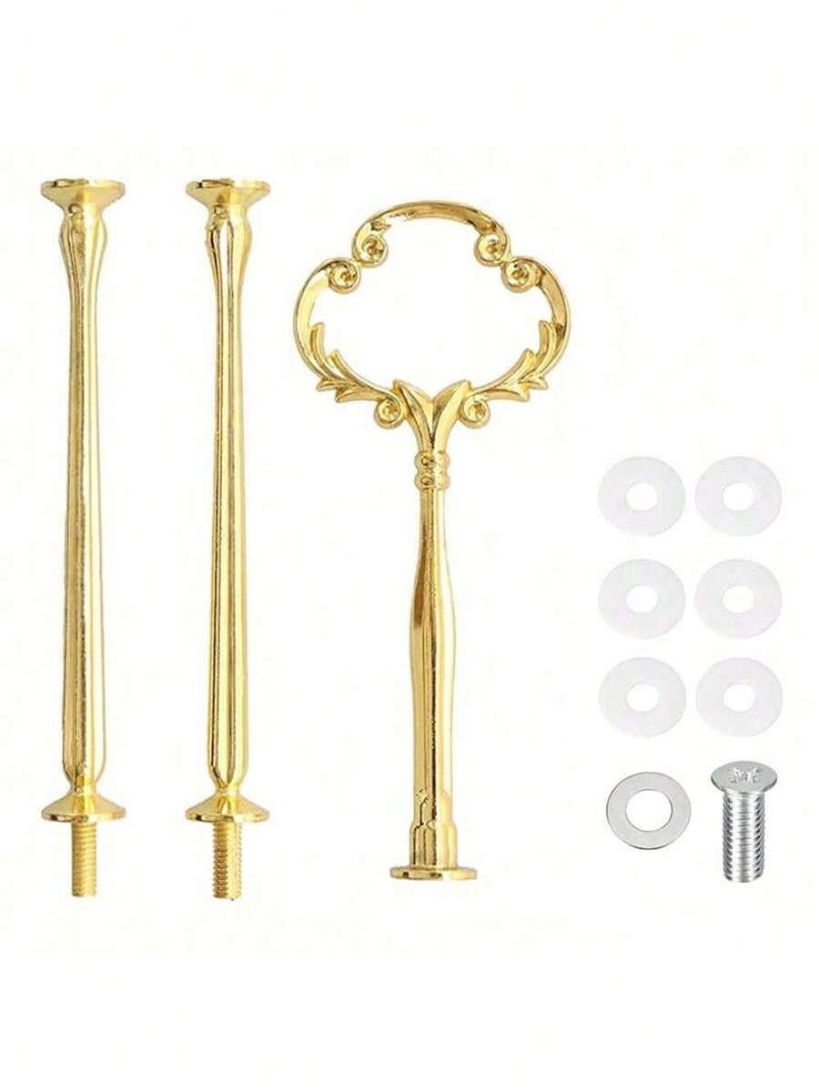 1 Set 3-Tier Gold Ruyi Stand Tray Ornament Display Rack With Handle, Suitable For DIY Wedding Party Decoration Epoxy Resin Mold Accessories - Gold - View 1