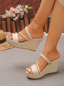 Xfxf Teen Open Toe Breathable Wedge Sandals, Suitable For Campus/Home Leisure/Outdoor Walking And Other Scenarios - Beige - View 4