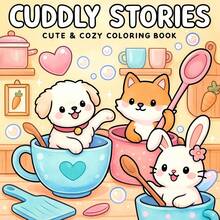 Libro de colorear de 24 páginas con historias lindas, audaces y fáciles, libro de colorear de historias lindas, audaz y simple, historias esponjosas, regalo ideal para el Día de San Valentín, Día de la Madre, Navidad, Halloween, regalo para familiares y amigos, libro de colorear para adultos - 7,87*7,87 pulgadas - Ver 8