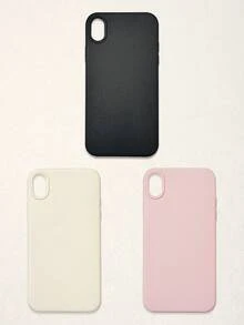 3pcs Solid Color Faux Leather Texture Waterproof Anti-Slip Anti-Fall Phone Cases, Matte Soft TPU Shockproof Protective Covers, Minimalist Aesthetic Dopamine Black / Pink / Cream White Phone Cases, Daily Use & Birthday / Valentine's Day / Mother's Day / Anniversary Gift Choice, Compatible With Iphone Case& Galaxy Case - Multicolor - View 13
