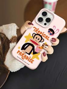 官方授權 Paul Frank 液態矽膠手機殼，全機身防摔保護含鏡頭防護，休閒果汁猴子與兔子星星字母圖案，新款式適用於 iPhone Xs/Xsmax/Xr/11/12/13/14/15/16/17Pro Max，節日禮物，日常通勤，日常防摔保護，高美感設計 - 彩色 - 查看 4