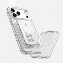 1pc Magsafe Magnetic Transparent Wallet Card Holder Stand, Compatible With IPhone 17 Air 13 12 11 14 15 16 Pro Max Plus S26 Ultra 24 - Phone Case Card Slot Protective Cover - Clear - View 5
