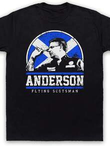 Anderson Flying Scottish Player Darts Tribute Scotsman Herren-T-Shirt - Schwarz - Übersicht 1