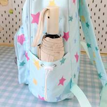 Star Print Backpack, Japanese Style Fresh Student School Bag, Transparent Pocket Large Capacity Backpack - Multicolor - View 5