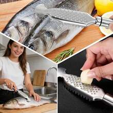 3-In-1 Raschietto per squame di pesce in acciaio inossidabile, raschietto per pesce & coltello – Strumento di pulizia rapida per cucina, mercato del pesce - Visualizzare 7