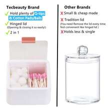 2-Slot Cotton Ball & Cotton Swab Holder, Plastic Container Dispenser Box With Hinged Lid, Bathroom Storage Organizer - A - View 3
