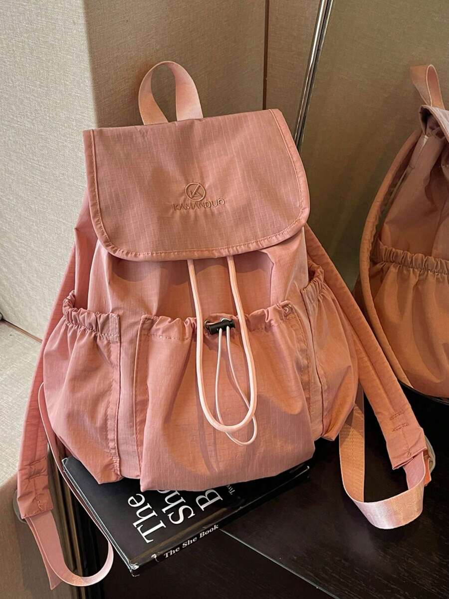 Nueva mochila para mujer, bolso de mano de unicolor popular, bolso versátil de gran capacidad para estudiantes