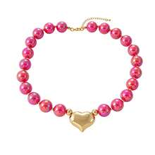 1pc Bohemian Flirty Style Y2K Creative Fashion Elegant Exquisite Gorgeous Simple Luxury Sweet Dopamine Color Beaded Heart Pendant Necklace For Women, Sisters, Couples, Graduation/Prom Jewelry Gift, Suitable For Daily Wear, Dating, Party, Holiday, Summer Beach Vacation, Colorful Jewelry - necklace - View 8