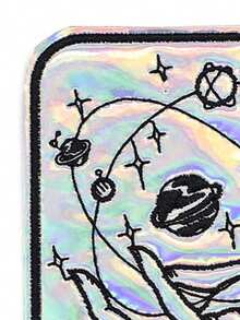 1片全息星空手掌熨燙貼布，宇宙行星刺繡貼布 - 彩色 - 查看 5