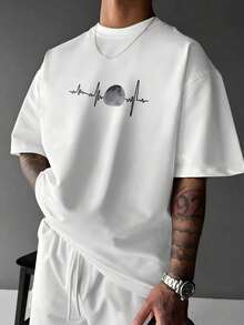 Men's Short-Sleeved T-Shirt, Casual Everyday Style, With A Classic Crew Neck And Stylish Letter Print, Full Of Modern Charm. Sold Individually. - 白色 - 查看 1