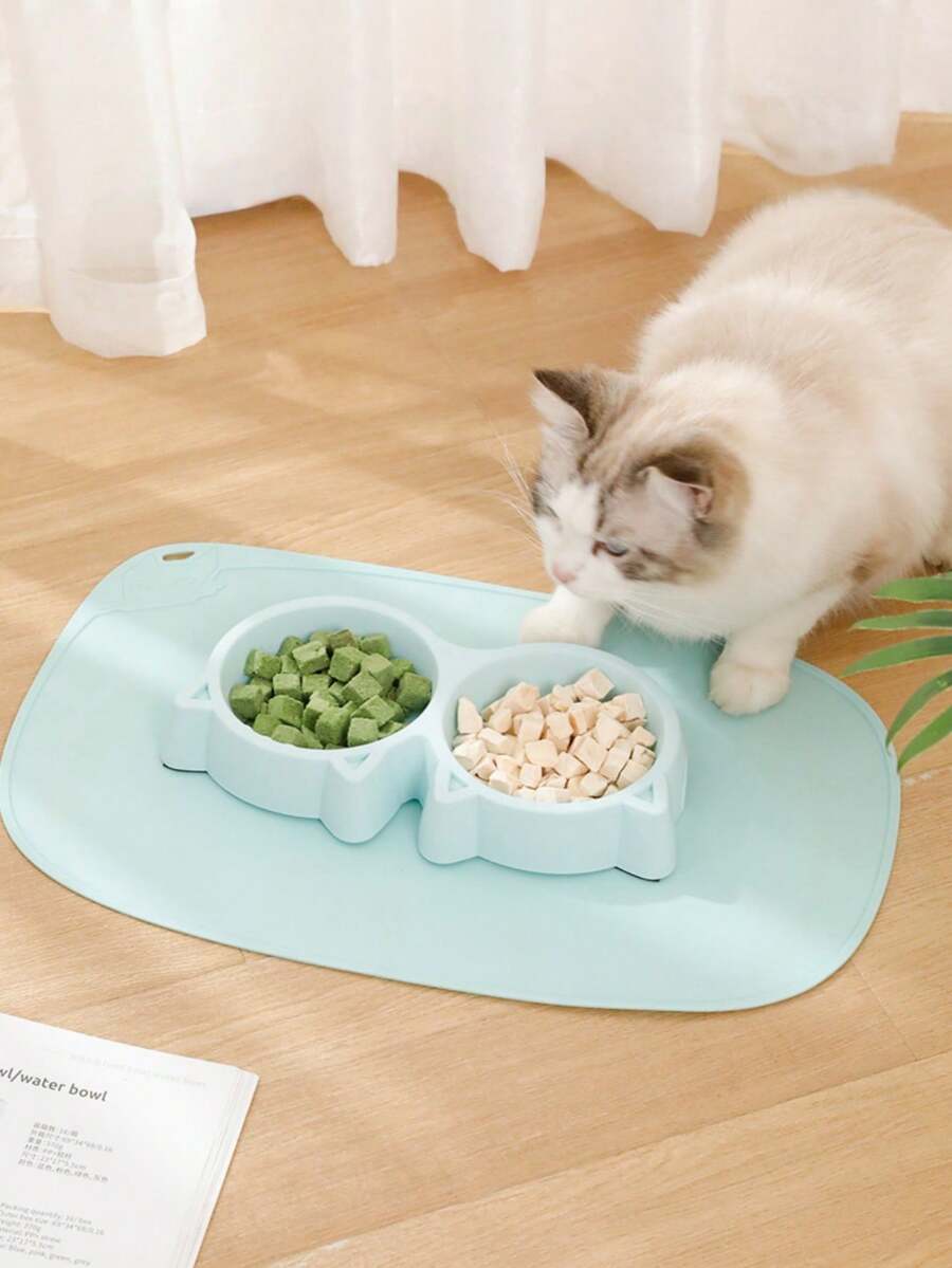 1pc Silicone Pet Feeding Mat, Cat And Dog Feeding Mat, Waterproof And Anti-Slip Food Bowl Mat - View 1