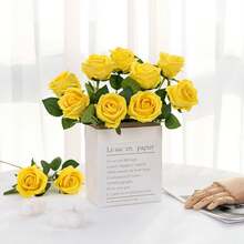 2/10/150pcs Artificial Yellow Roses With Realistic Texture, Suitable For Vases, Home, Hotel Rooms, Wedding Decor, Tabletop Decor, Birthday Gifts, Graduation Ceremonies, Autumn Decor And Other Occasions, Can Be Used As Home Gifts - Yellow - View 7