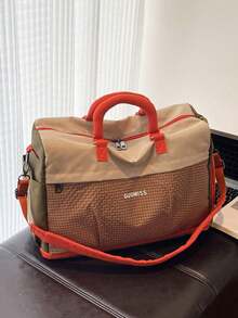 Small Niche Design, Personalized Contrasting Color Checkered Luggage Bag, Large Capacity, Lightweight, Multifunctional, Expandable Travel Bag - Multicolor - View 9