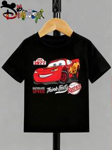 Disney Cars Kids T-Shirt, Lightning McQueen & "Cars-Plex" Double-Sided Graphic Tee, Black Short Sleeve For Boys & Girls - 黑色 - 查看 3
