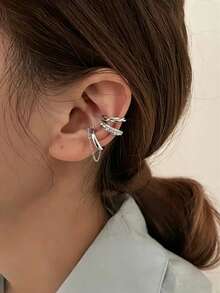 European And American Rhinestone C-Shaped Non-Pierced Ear Cuff Vintage Personalized Set Combination Non-Pierced Ear Cuff - Silver - View 2