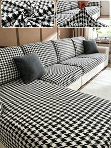 1pc Line Floral Print Elastic Sofa Seat Cushion Cover, All Season - Multicolor - View 7