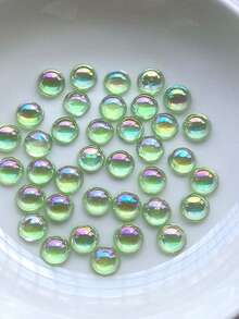 200pcs 8mm Transparent Semi Circle AB Acrylic Flat Bottom Rhinestone Nail Art Clip DIY Craft Decorative Accessories - Color - View 5