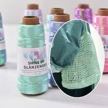 1mm/150m Shiny Holographic Flash Thread, Gold And Silver Wire Core Wrapped Thread, Used For DIY Knitting, Crochet, Party Decoration, And Jewelry Rainbow Yarn - Multicolor - View 5