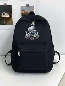 1pc Solid Color Men's Fashion Backpack, Versatile Large Capacity Casual Commuter Student Backpack For Men And Women - Black - View 9
