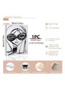 1pc Abstract Fashion Print, Black And White Portrait Sketch Poster, Martini & Heels Print, Ideal Gift,Suitable For Bedroom,Living Room,Kitchen,Wall Arts,Wall Decor,Home Decor,Room Decor,Canvas Wall Art,Posters, Wall Art With Frame, Optional Frame - 1PCS - View 7