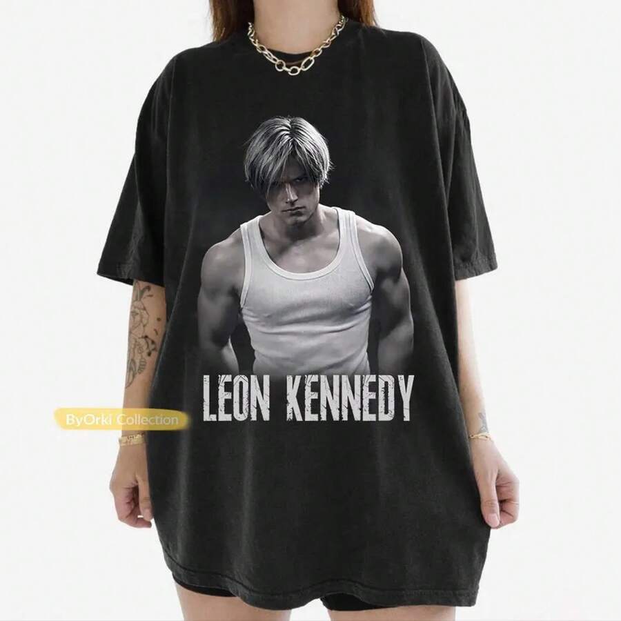 Limited Leon Kennedy Shirt, Vintage 9 Requiem T-Shirt - 黑色 - 查看 1