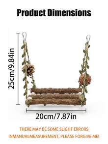 Natural Parrot Perch Swing With Bark, Pine Cone And Vine Leaves, Mori Style, Hemp Rope Hanging, Easy Installation, For Small To Medium Parrots, Cockatiels, Lovebirds, Peony Parrots, Cage Accessory For Claw Grinding, Resting, Boredom Relief And Enrichment, Intelligent Bird Toy - View 9