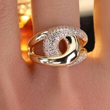 1pc Minimalist Thick Line Knot Design Cubic Zirconia Inlaid Women's Ring - Multicolor - View 6