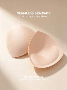 1 Pair Thickened Triangle Sponge Bra Pads, Sports Bra Insert Pads, Thickened Design For Full Shaping, Triangle Shape Fits Cup And Doesn't Shift Easily, Suitable For Sports Bras, Yoga Wear, Regular Bras, Comfortable & Confident - Apricot - View 3