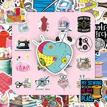 50pcs Cartoon Fun Warm Nostalgic Decorative Suitcase Glass Stickers For Yarn Knitting Fabric Sewing Enthusiasts - Multicolor - View 1