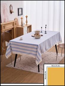 1pc Striped Lace Tablecloth, American Country Style Simple Decorative Dining Table Cloth, Rectangular Coffee Table TV Cabinet Entryway Multi-Functional Cover, Suitable For Holiday Gathering Birthday Party Wedding Dinner Table Decoration Room Decor Office Desk Coffee Table Mat Outdoor Picnic Mat Home Decor Room Decor All Seasons - Blue - View 19