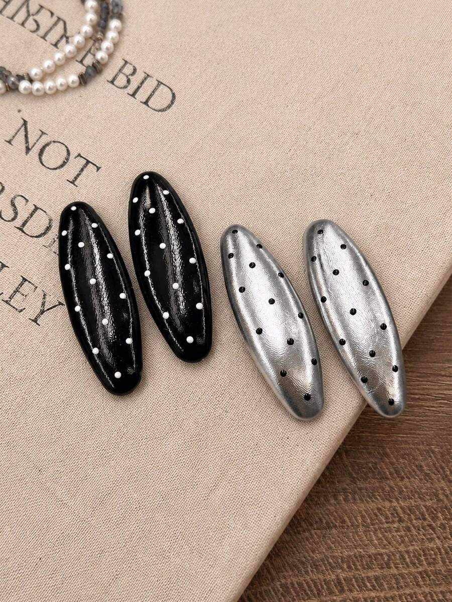 4 Piezas/2 Piezas/1 Pieza Pinzas para el Cabello BB Ovaladas de 6.8 Cm/2.68 Pulgadas con Textura 3D de Lunares Minimalistas para Mujer, Versátiles Dulces & Frescas Pinzas de Moda para Flequillo/Cabello Suelto, Adecuadas para Uso Diario, Casual, Fiesta, Trabajo, Vacaciones, Maquillaje, Combinación de Atuendos, Primavera, Verano, Otoño, Invierno, Pinzas de Garra - Multicolor - Ver 1