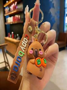 1pc Cute Capybara Cartoon Keychain, Adorable Silicone Plush Keyring, Suitable For Car, Bag, Vending Machine, Daily Wear, Great Gift For Friends - Multicolor - View 9