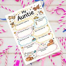 1 pezzo - Cartolina di auguri alla moda con spazi da riempire e busta, tema cucciolo carino, regalo commemorativo da nipote/nipote a zia, adatto per compleanno, festa della mamma, festa del Ringraziamento e varie occasioni di celebrazione - A - Visualizzare 4