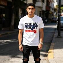 Playera Hombre Algodón Blanca Estampado Simulación 3d Texto - Negro - Ver 2