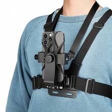 Adjustable Chest Mount Phone Holder Harness, Action Camera - Black Soft Pouch Design, Suitable For Cycling, Kayaking, Fishing, Skateboarding POV/VLOG Recording, Adventure Gear - Multicolor - View 1