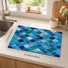 1pc Plaid Pattern Diatomaceous Earth Drying Mat, Non-Slip Heat-Resistant Absorbent Mat, Suitable For Kitchen Countertop, Coffee Machine, Tableware, Home Cafe Bar Party Decor Placemat Gift - Multicolor - View 11
