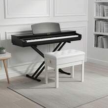 Height Adjustable Faux Leather Piano Stool With Storage - Blanco - Ver 1