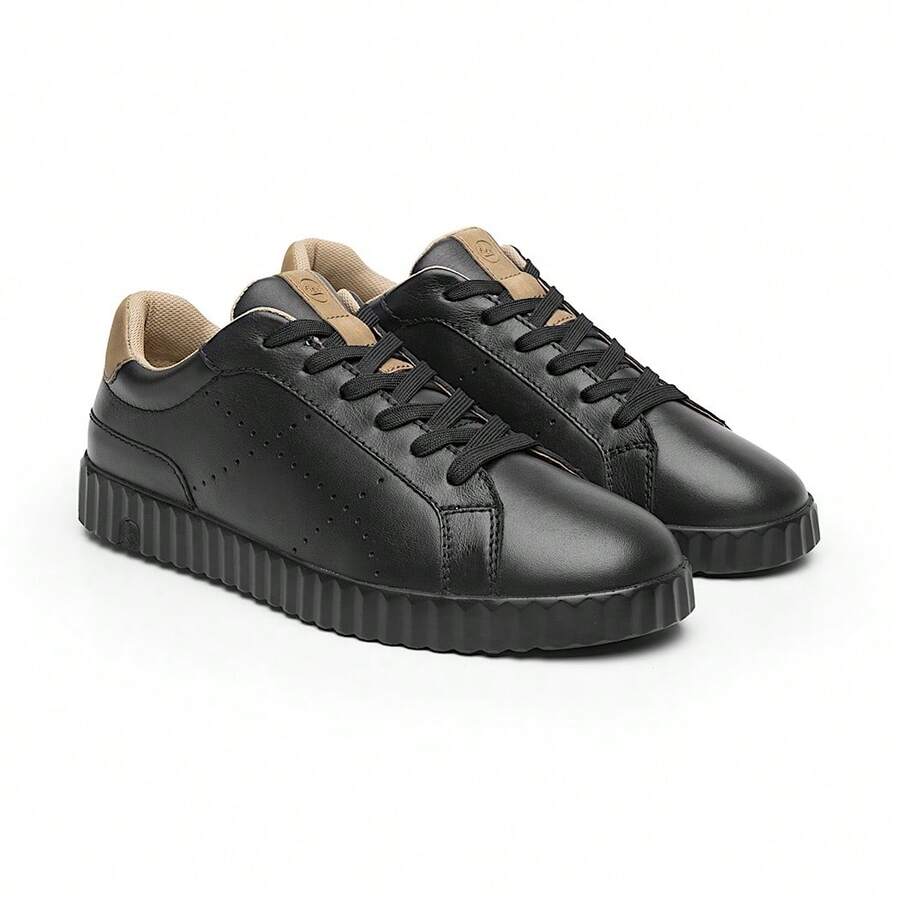 FLEXI 420401 BLACK LEATHER CASUAL SHOES - Black - View 1