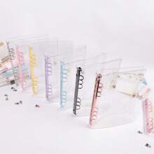 A6 Transparent Loose-Leaf Binder, Macaron Color Ring Binder, Replaceable Transparent Inner Pages, Sticker Storage Album, Photo Card Holder, Diary Planner Notebook, Office Stationery School Supplies,Card Holder - A6 - View 2