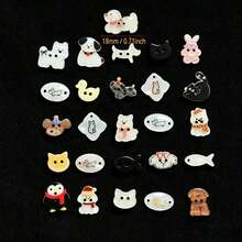 5/12/18/22/32/46 Buah Kancing Resin Kartun Bermata Dua Gaya Acak Pola Kucing Anjing Penguin Kelinci Aksesoris DIY Dekorasi Pakaian Boneka Aksesoris Buatan Tangan Kancing Dekoratif Buatan Tangan - Beraneka warna - View 4