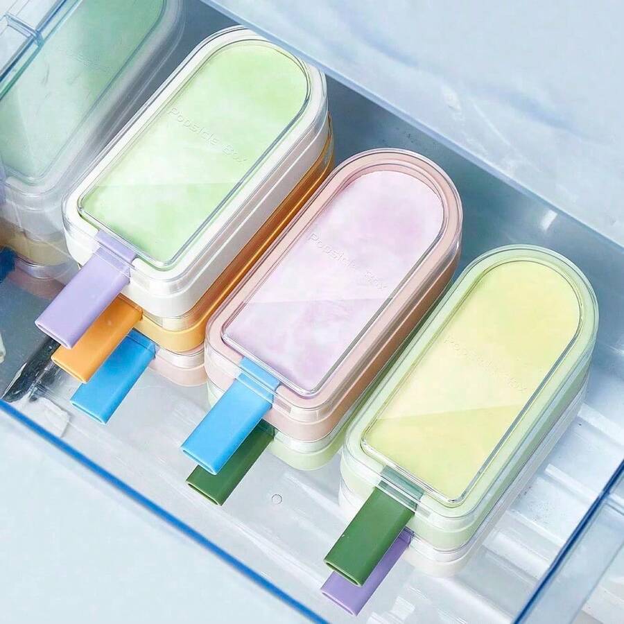Transparent Ice Cream Mold, Soft Silicone Popsicle Mold, Tray, DIY Ice Cream And Sorbet Maker - Multicolor - View 1