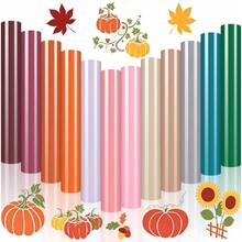 12pcs Mixed Color Heat Transfer Vinyl, 12 X 10 Inch Autumn Thanksgiving Father's Day Christmas Clothing Fabric T-Shirt DIY - 12A - View 1