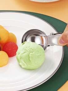 1pc Stainless Steel Ice Cream Scoop, Home Use Press-Type Ball Scooper - Multicolor - View 5