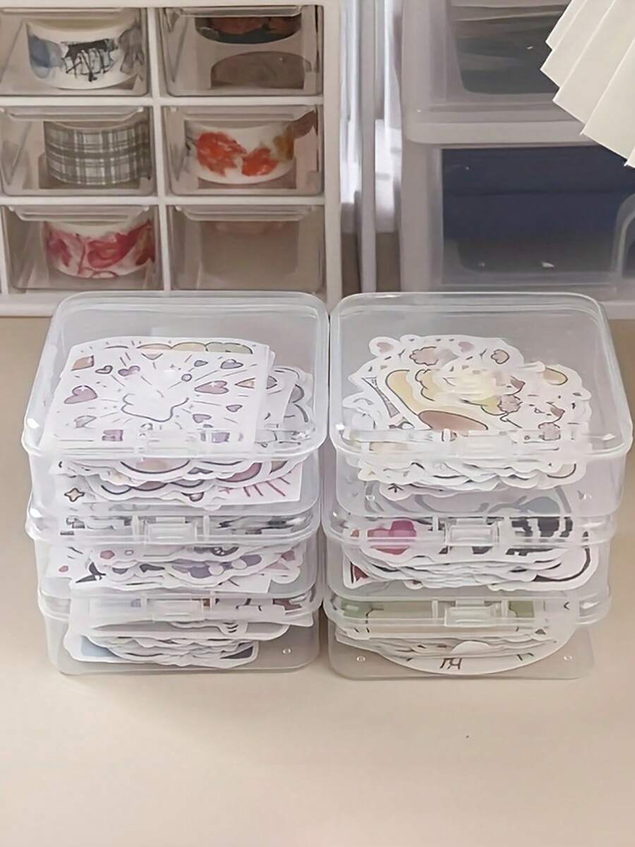2pcs/4pcs/6pcs Small Transparent PP Storage Boxes - Multi-Functional Portable Sticker And Jewelry Storage Accessory Boxes, PP Plastic Rectangular Semi-Transparent Packaging Boxes Small Parts Boxes White Storage Boxes With Lids, Rectangular PP Plastic Boxes Rectangular Storage Boxes Transparent Storage Parts Boxes Small Product Packaging Boxes, Home School Office Desktop Storage Organizer Accessories - Transparent - View 1