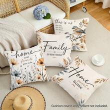 4 buc. huse de pernă decorative pentru canapea, albastru și maro, cu model floral cu păsări și text, imprimate pe o singură față, din material piele de piersică prietenos cu pielea, 45*45 cm, potrivite pentru casă, dormitor, living, petreceri și decor de sărbători, cadou, fără umplutură - Multicolor - Vizualizare 6