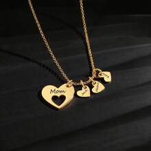 Custom Best-Selling 304 Stainless Steel Heart-Shaped Laser Engraved Necklace, DIY Multi-Name Heart Pendant, Unisex Chain Jewelry Gift - Multicolor 2 - View 7