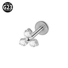1PC Triangle Cz G23 Pure Titanium Lip Studs 16G Internal Thread Zirconia Ear Helix Tragus Cartilage Earrings Body Piercing Jewelry - As Shown - View 15