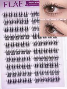 ELAE 100Pcs Individual Lash Clusters 10 Rows Natural C Curl Eyelash Extensions DIY At Home Salon Quality Wispy False Eyelashes Pack - 細長睫毛 - 查看 9