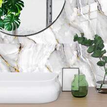 10 piezas/Set Pegatinas de azulejos con diseño de patrón de mármol moderno, impermeables y a prueba de aceite, fáciles de limpiar y removibles, adecuadas para decoración del hogar en cocina y baño, renovación de paredes en alquiler - Multicolor - Ver 10